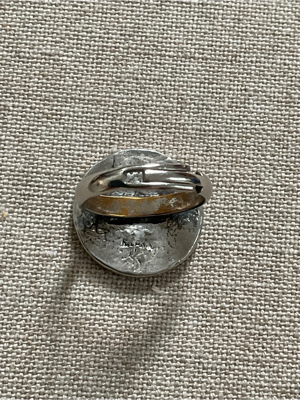 Vintage Silver Tone Abstract Swirl Statement Ring Adjustable Boho